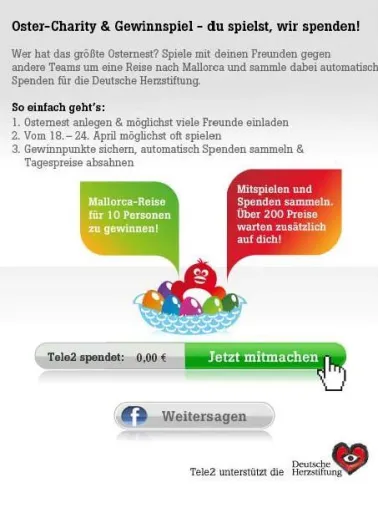 Bild: Spielen, Spaß haben, spenden: Tele2 startet Oster-Charityaktion für die Deutsche Herzstiftung