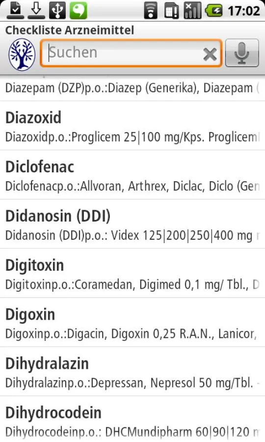 Thieme Checkliste Arzneimittel auf dem Android-Handy