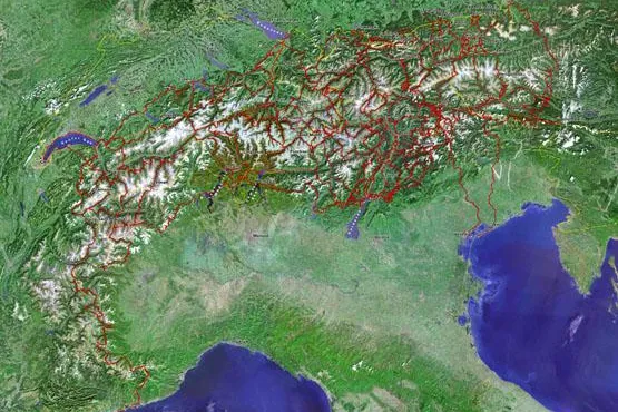 Bild: outdooractive.com präsentiert ein Planungs-Tool für die Alpenüberquerung mit dem Mountainbike