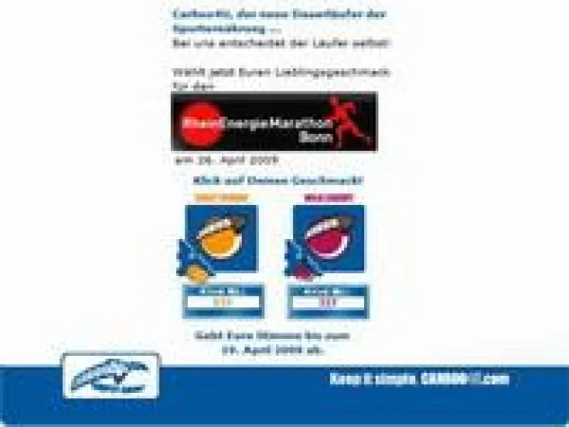 Bild: Carboo4U läßt die Geschmacksrichtung für den Rhein-Energie-Marathon Bonn 2009 wählen
