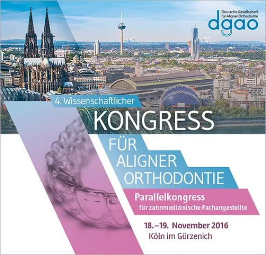 4. Wissenschaftlicher Kongress für Aligner Orthodontie am 18. und 19. November 2016 in Köln Bild: 4. Wissenschaftlicher Kongress für Aligner Orthodontie am 18. und 19. November 2016 in Köln