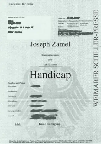 Neuerscheinung in der Weimarer Schiller-Presse - Joseph Zamel „Handycap“ Bild: Neuerscheinung in der Weimarer Schiller-Presse - Joseph Zamel „Handycap“