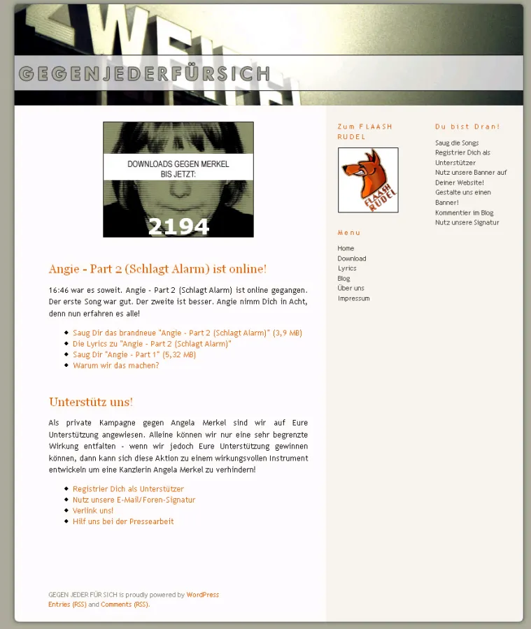 Die Website www.gegen-jeder-fuer-sich.de