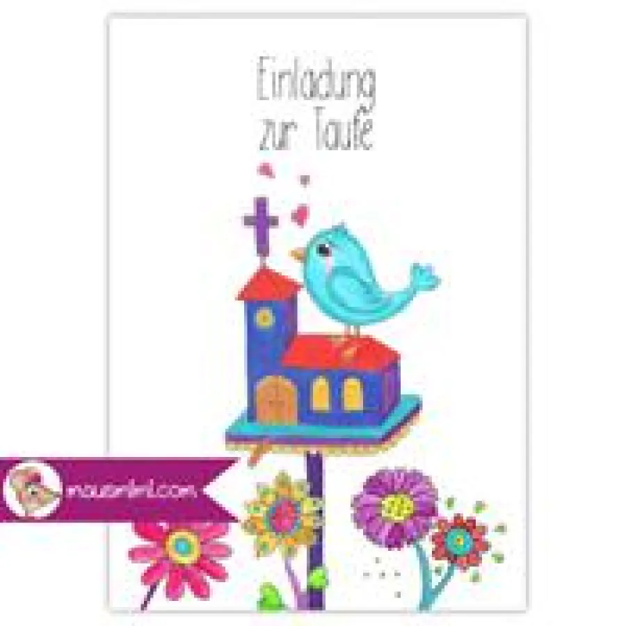 Handgemalte Einladungskarten zur Taufe als Download