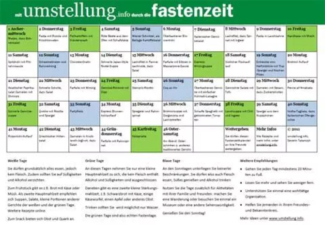 Mit umstellung.info durch die Fastenzeit Bild: Mit umstellung.info durch die Fastenzeit