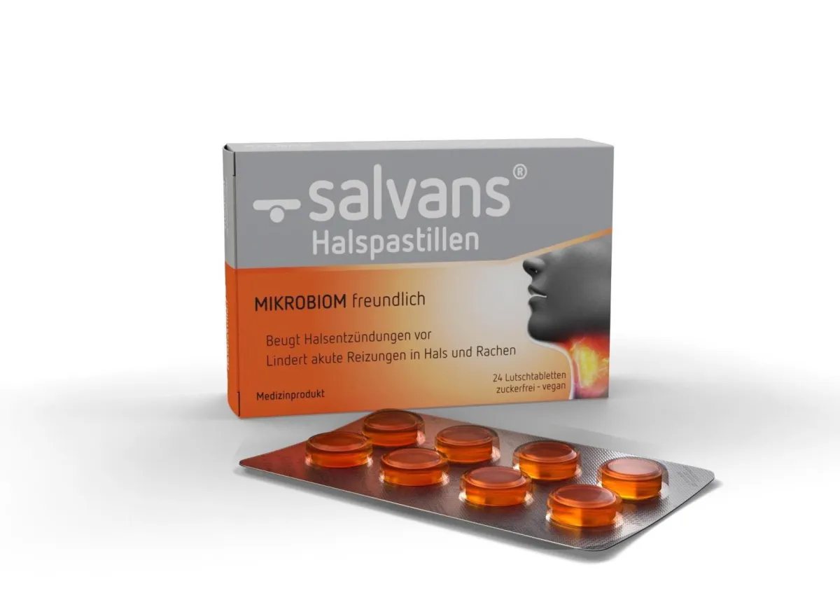 Ab 1. August in Apotheken erhältlich: salvans Halspastillen bei Erkältungsbeschwerden