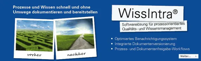 Wissensmanagement im Unternehmen mit WissIntra Bild: Wissensmanagement im Unternehmen mit WissIntra