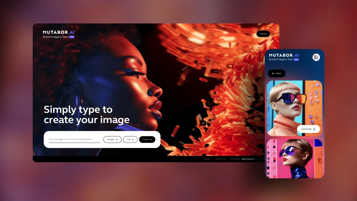 Das Interface von MUTABOR.AI und dem »Brand Imagery Tool« ist sehr einfach aufgebaut. (© MUTABOR)