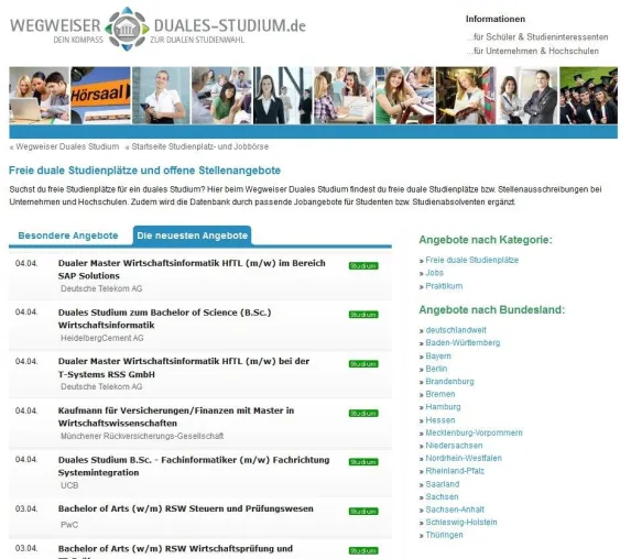Kein dualer Studienplatz soll 2012 frei bleiben – Neue Studienplatzbörse geht an den Start Bild: Kein dualer Studienplatz soll 2012 frei bleiben – Neue Studienplatzbörse geht an den Start