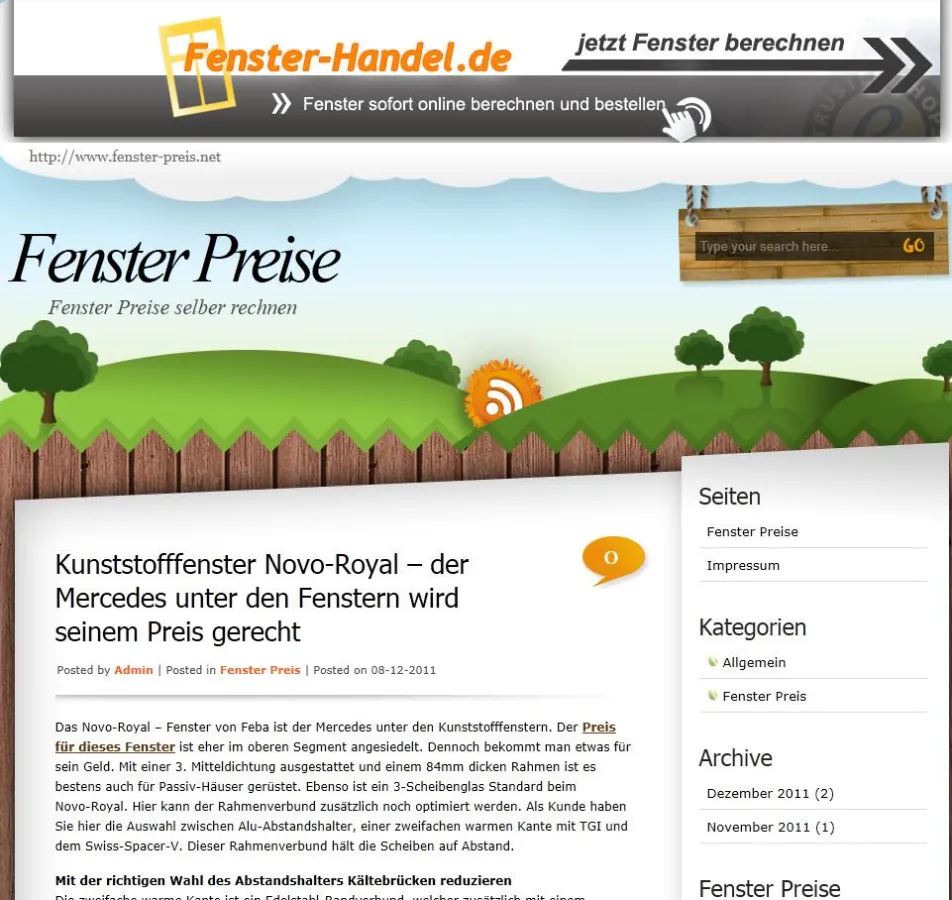 Fenster Preise selbst kalkulieren