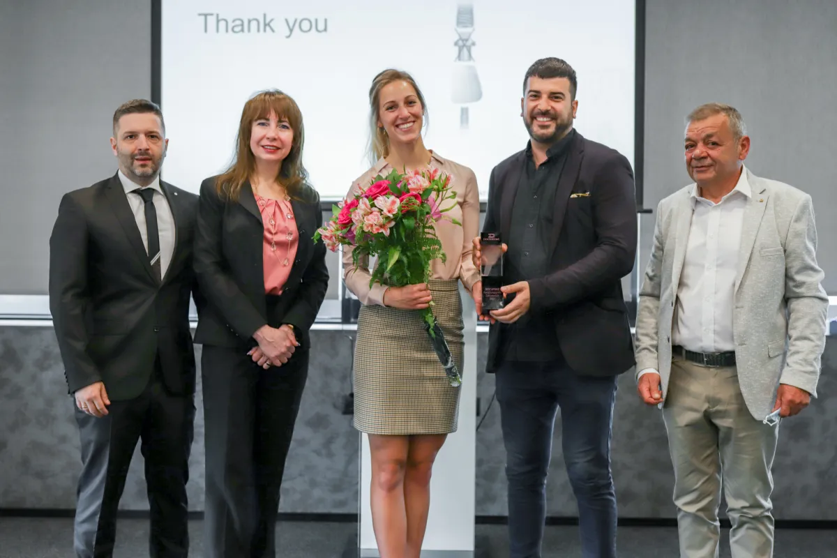  (v. l.) Dr. Daskalov, Dr. Schindjalova, Sonja Südbeck, Dr. Mirchev, Priv.-Doz. Simov (© Zur freien Verwendung)