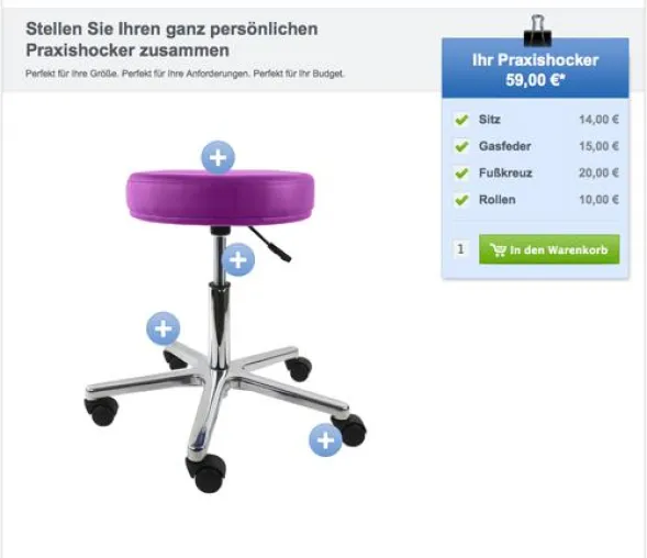 Praxisdienst präsentiert seinen neuen Drehhocker-Konfigurator Bild: Praxisdienst präsentiert seinen neuen Drehhocker-Konfigurator