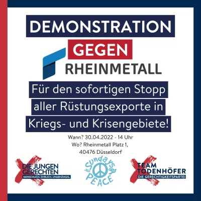 Bild: Team Todenhöfer- Protest gegen Rheinmetall, gegen Waffenlieferungen in Kriegsgebiete
