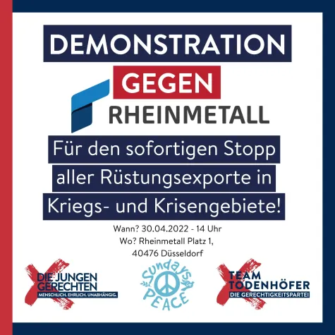 Team Todenhöfer- Protest gegen Rheinmetall, gegen Waffenlieferungen in Kriegsgebiete Bild: Team Todenhöfer- Protest gegen Rheinmetall, gegen Waffenlieferungen in Kriegsgebiete