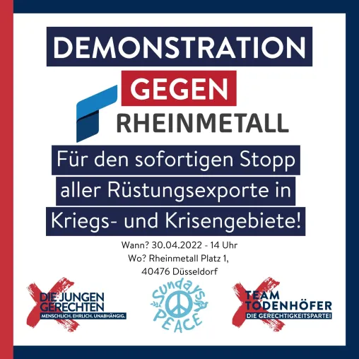 Team Todenhöfer- Protest gegen Rheinmetall, gegen Waffenlieferungen in Kriegsgebiete Bild: Team Todenhöfer- Protest gegen Rheinmetall, gegen Waffenlieferungen in Kriegsgebiete