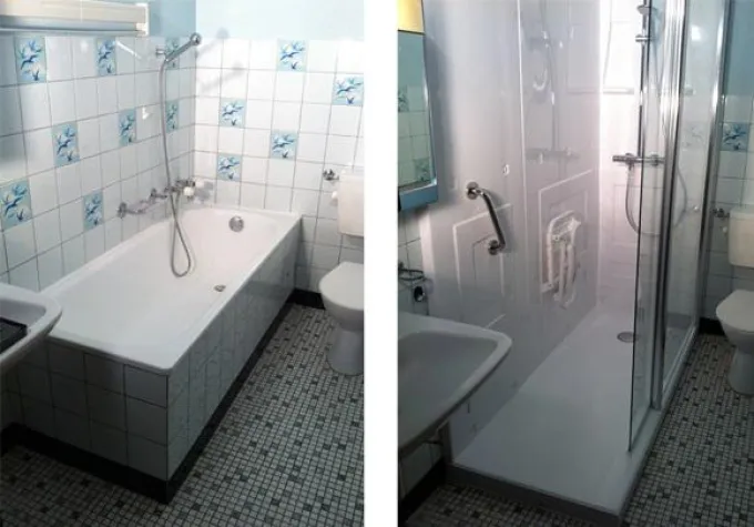 Bild: Wannenbad wird zur barrierefreien Dusche in nur einem Tag