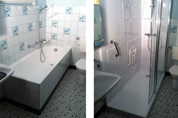 Bild: Wannenbad wird zur barrierefreien Dusche in nur einem Tag