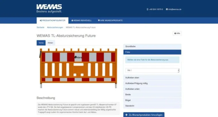 Bild: WEMAS Produktkonfigurator jetzt online verfügbar