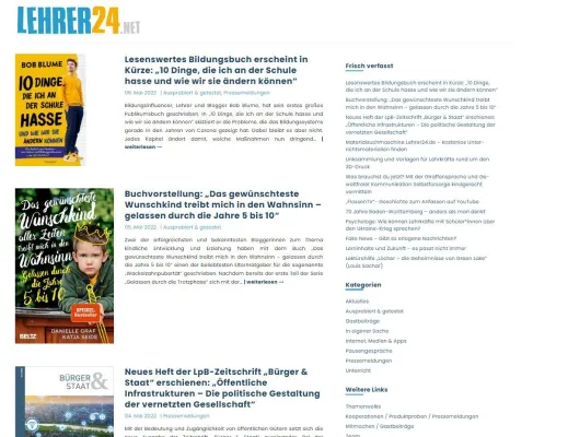 Lehrerblog Lehrer24.net an den Start gegangen Bild: Lehrerblog Lehrer24.net an den Start gegangen
