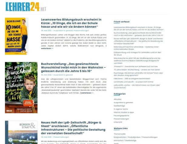 Bild: Lehrerblog Lehrer24.net an den Start gegangen