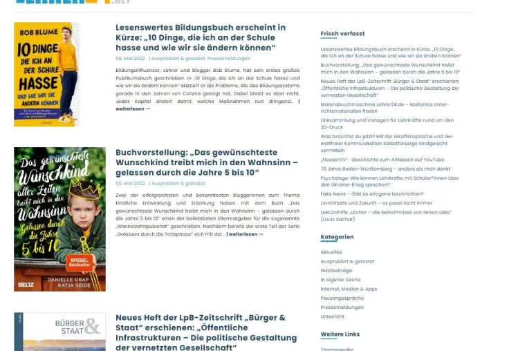 Bild: Lehrerblog Lehrer24.net an den Start gegangen