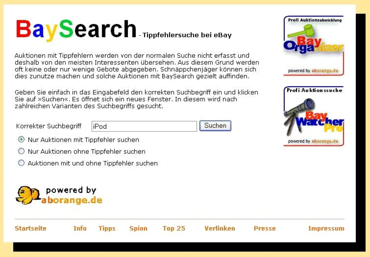 Tippfehlersuche BaySearch.de