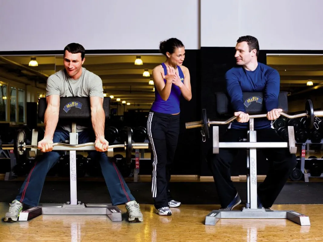 Wladimir und Vitali Klitschko beim Dreh der McFit-TV-Spots