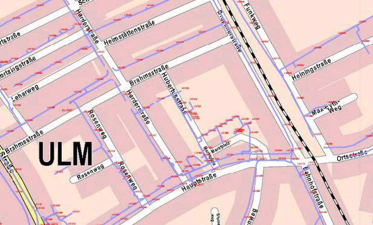 LOCARTOmap mit dem Leitungsnetz der Stadtwerke