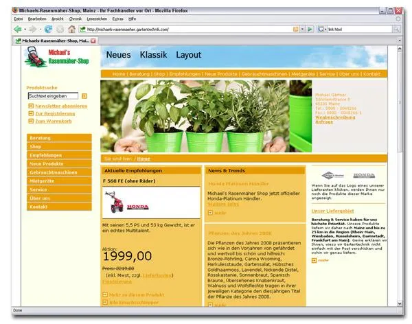 Bild: Neue Layoutvariante bei //Gartentechnik.com – Eine „Klassik“ für sich