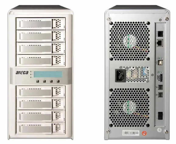 Bild: starline liefert 16TB Areca RAID-System mit FireWire 800, eSATA, iSCSI/AoE* und USB 2.0 Anschlüssen aus.