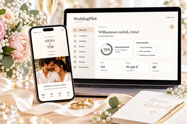Bild: WeddingPilot by eCardino verbindet Hochzeitswebsite und digitale Hochzeitsplanung