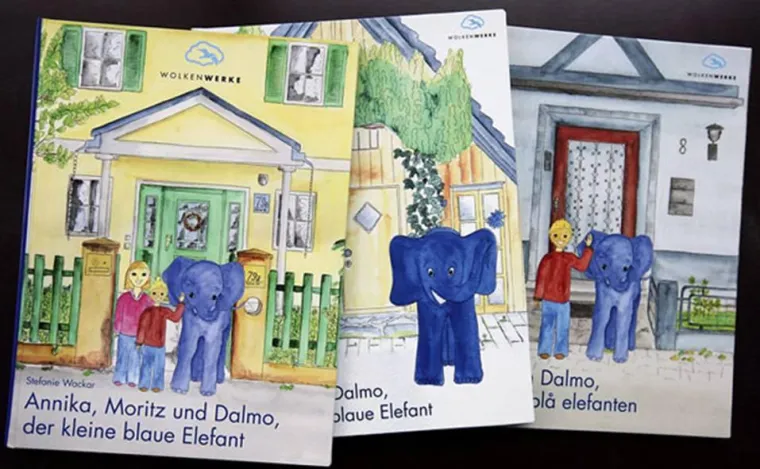 Bild: WolkenWerke erstellt personalisierte Kinderbücher - Dalmo - der kleine blaue Elefant - ist ein Renner