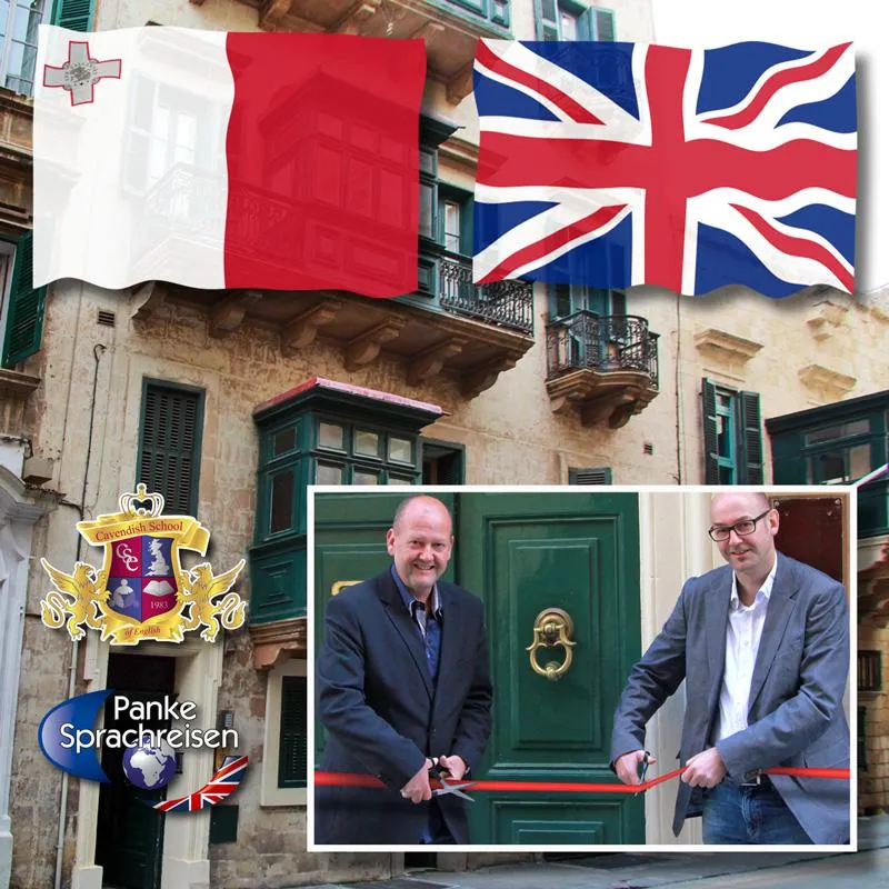 Marcus Barber und Stefan Panke bei der Eröffnung der Cavendish School of English Malta