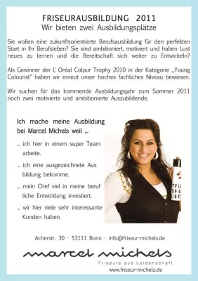 Bild: Friseur Marcel Michels in Bonn bietet noch zwei freie Ausbildungsplätze im Friseurhandwerk