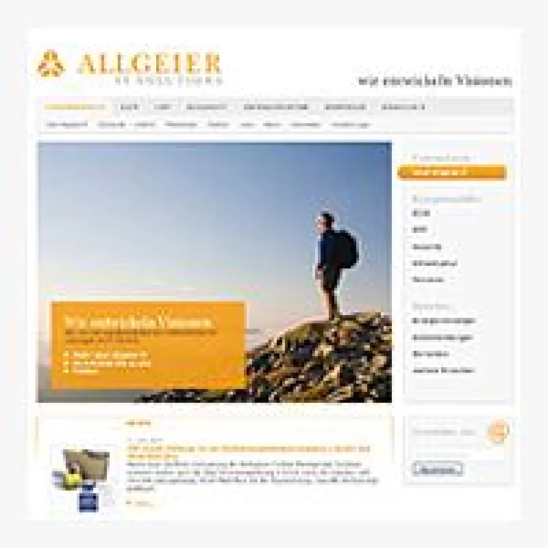 Titelseite des neuen Internetauftritts der Allgeier IT Solutions