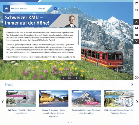 Im- und Export Schweiz – Upd@te, das Fachmagazin für KMU, stellt Gespür für zeitgemässe Themen unter Beweis Bild: Im- und Export Schweiz – Upd@te, das Fachmagazin für KMU, stellt Gespür für zeitgemässe Themen unter Beweis