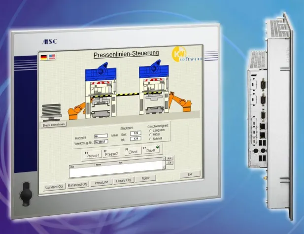 Bild: Flacher Panel-PC mit Pentium M CPU