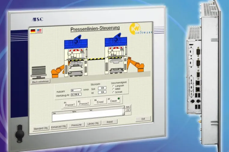 Bild: Flacher Panel-PC mit Pentium M CPU