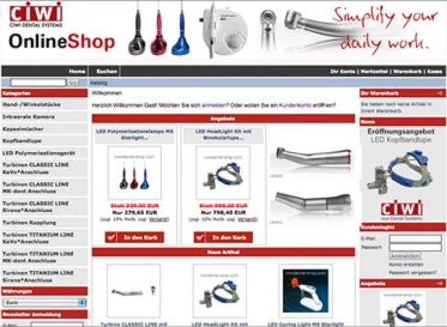Bild: ciwi Dental Systems startet Dental-Onlineshop: Ausgewählte Produkte für Zahnärzte zu sympathischen Preisen