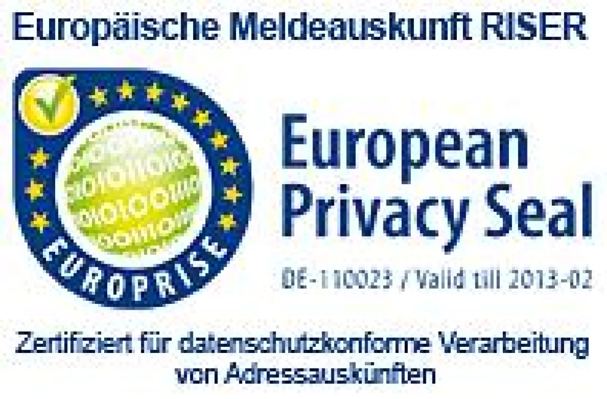 Bislang ist RISER der europaweit einzige Dienst für Adressensuche & Melderegisterauskunft mit dem Datenschutz-Gütesiegel EuroPriSe