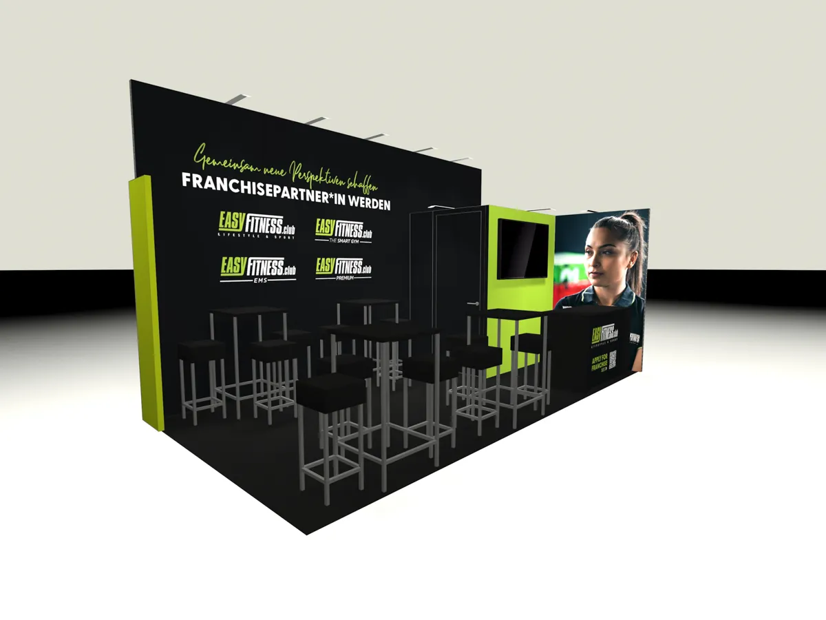 Messestand des Multi-Unit-Fitness-Franchises EASYFITNESS auf der Franchise Expo 2023 (© EASYFITNESS Franchise GmbH)