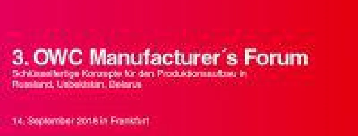 3. Manufacturer's Forum (14.09. in Frankfurt/Main)