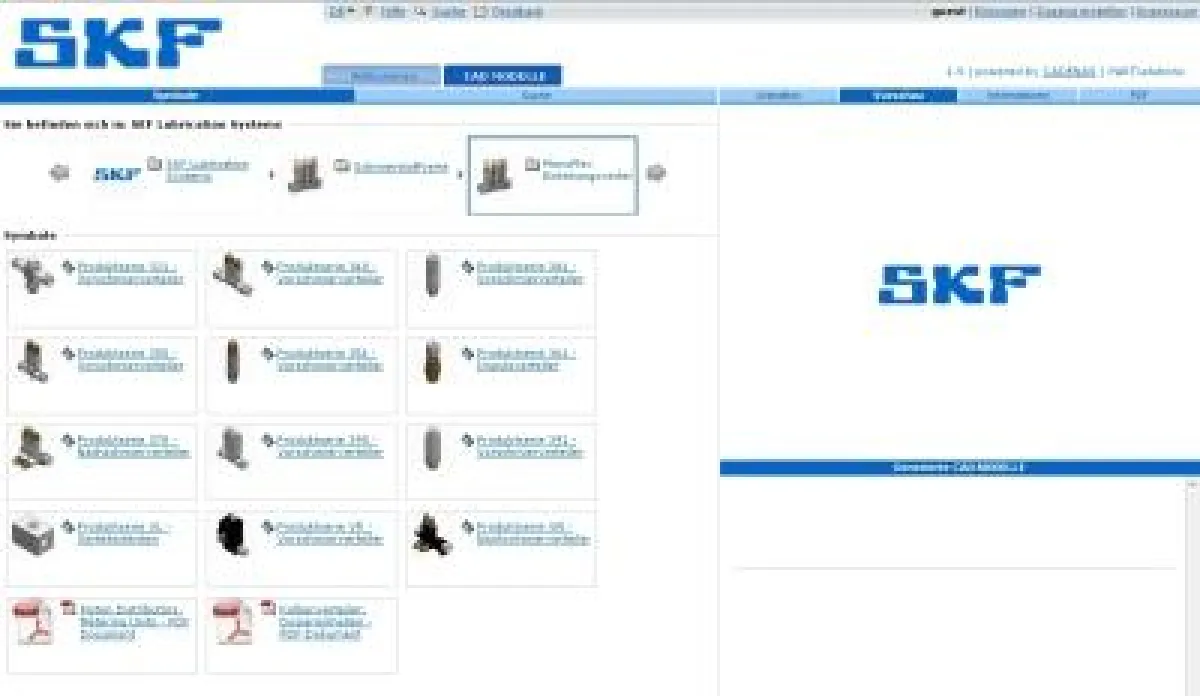 Der Elektronische 3D CAD Produktkatalog von SKF Lubrication Systems basierend auf der CADENAS eCATALOGsolutions Technologie.