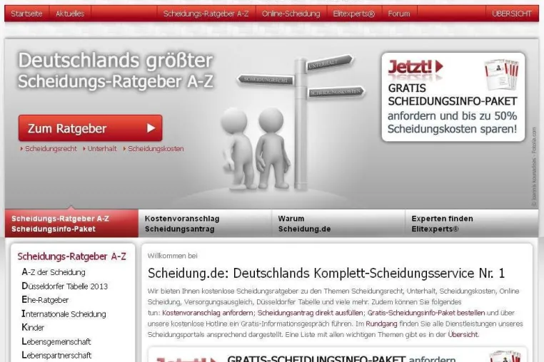 Schnell und gut informiert scheiden – im neuen Portal von Scheidung.de Bild: Schnell und gut informiert scheiden – im neuen Portal von Scheidung.de
