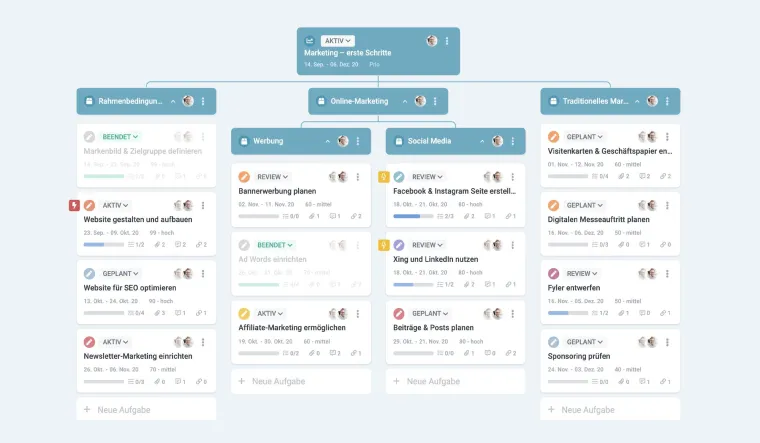 Bild: Projektmanagement-Software factro mit umfangreichen Facelift der Aufgaben- und Projektansichten