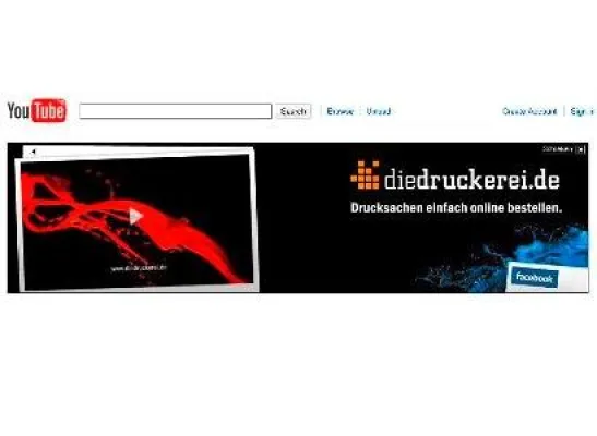 diedruckerei.de wirbt heute auf der Startseite von YouTube Bild: diedruckerei.de wirbt heute auf der Startseite von YouTube