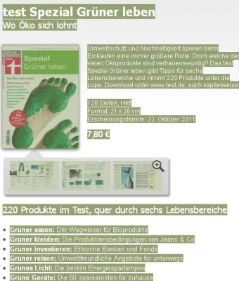 Bild: test -Spezial „Grüner leben“ berichtet über Forest Finance und Waldinvestments