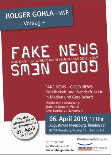 Bibelgalerie: Saisoneröffnung mit "Fake News - Good News" Bild: Bibelgalerie: Saisoneröffnung mit "Fake News - Good News"