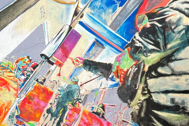Bild:  "Knappe Kiste"  Ausstellung von Gustav Sonntag in Stuttgart in der Galerie Z