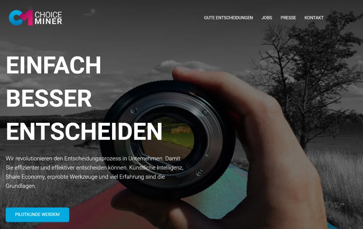 Webseite von CHOICEMINER, Anbieter für Entscheidungsmanagement
